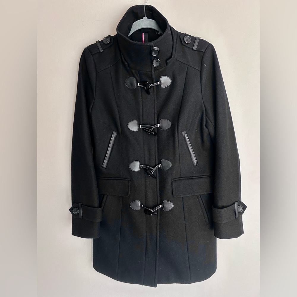 TOMMY HILFIGER Wool Duffle Coat Toggle Military Academia Winter Overcoat Size M - Picture 14 of 15